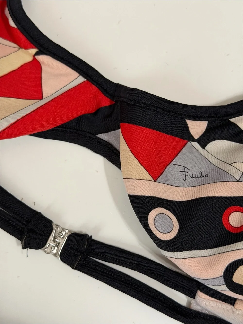 Emilio Pucci Bikini Set Size 44 IT US 8 Signature Print Halter Made In Italy